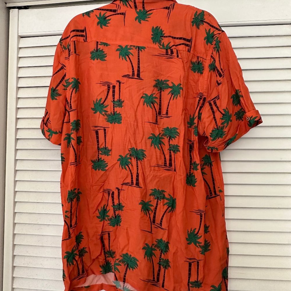 Collectif Orange Tropical Men's Button-up Shirt XL - Picture 4 of 5